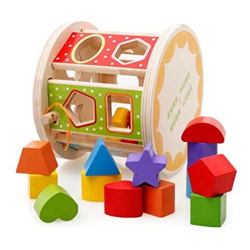 Highdas Forma de Madera Cubo de clasificación, niños de los niños Bloques de Madera Juguete Educativo para Shape Sorter Cognitiva y Matching