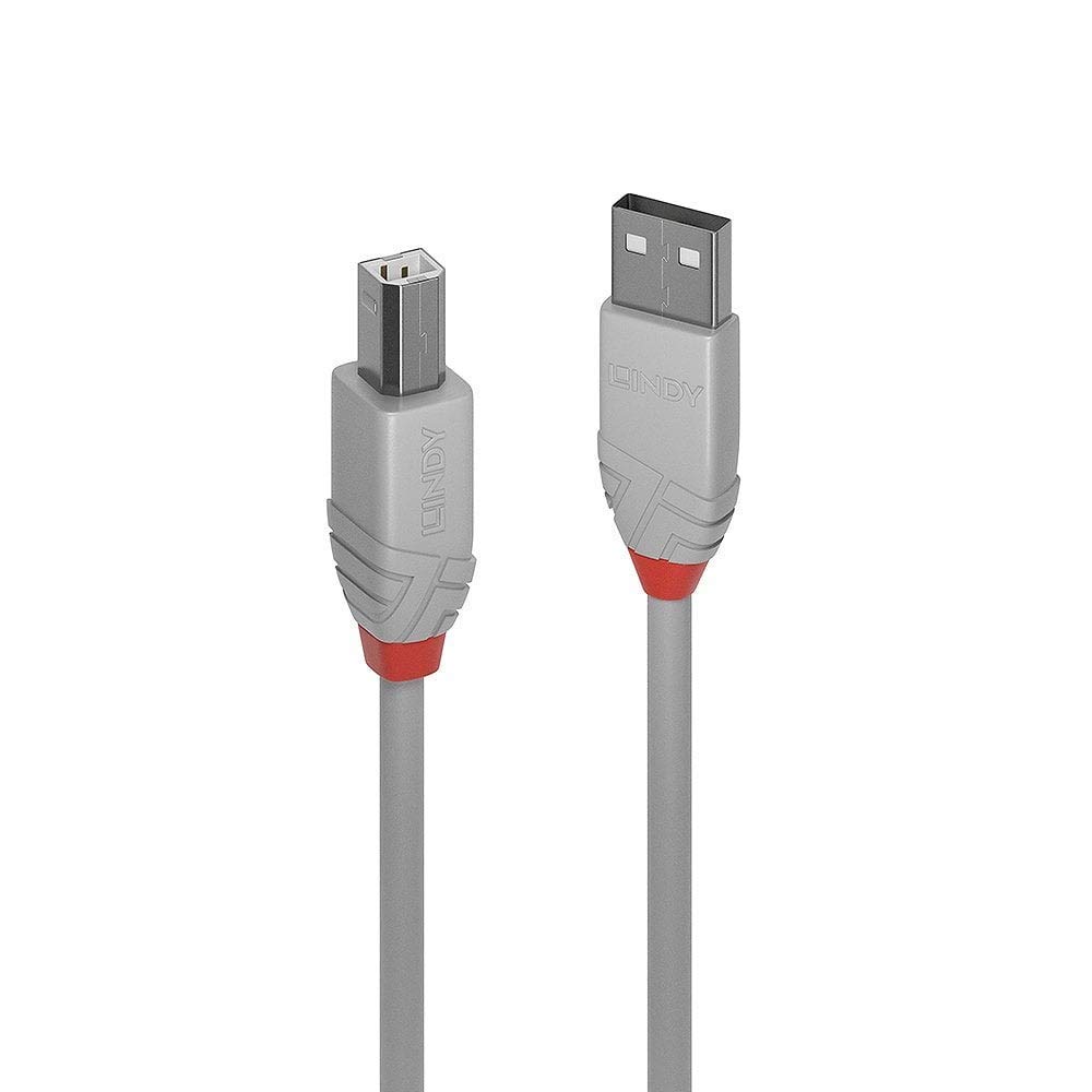 LINDY USB 2.0 Kabel Typ A/B, 3 Meter, anthrazit