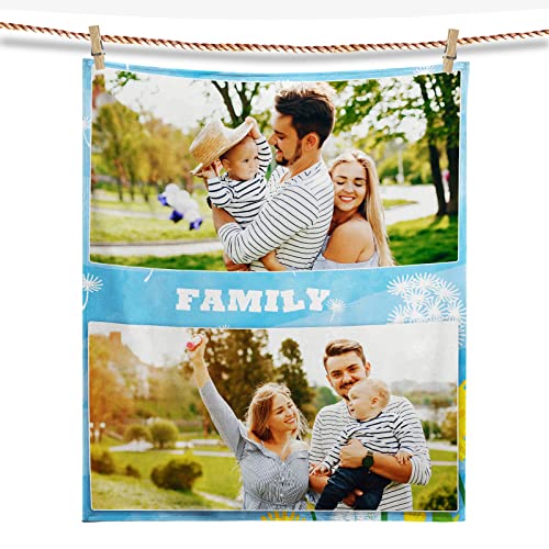 Personalised Photo Blanket with Photo and Text | Custom Blanket Gifts for Families Adults Kids Friends, Presents for Christmas Birthday Wedding Anniversary, Fluffy Fleece Blanket Throw