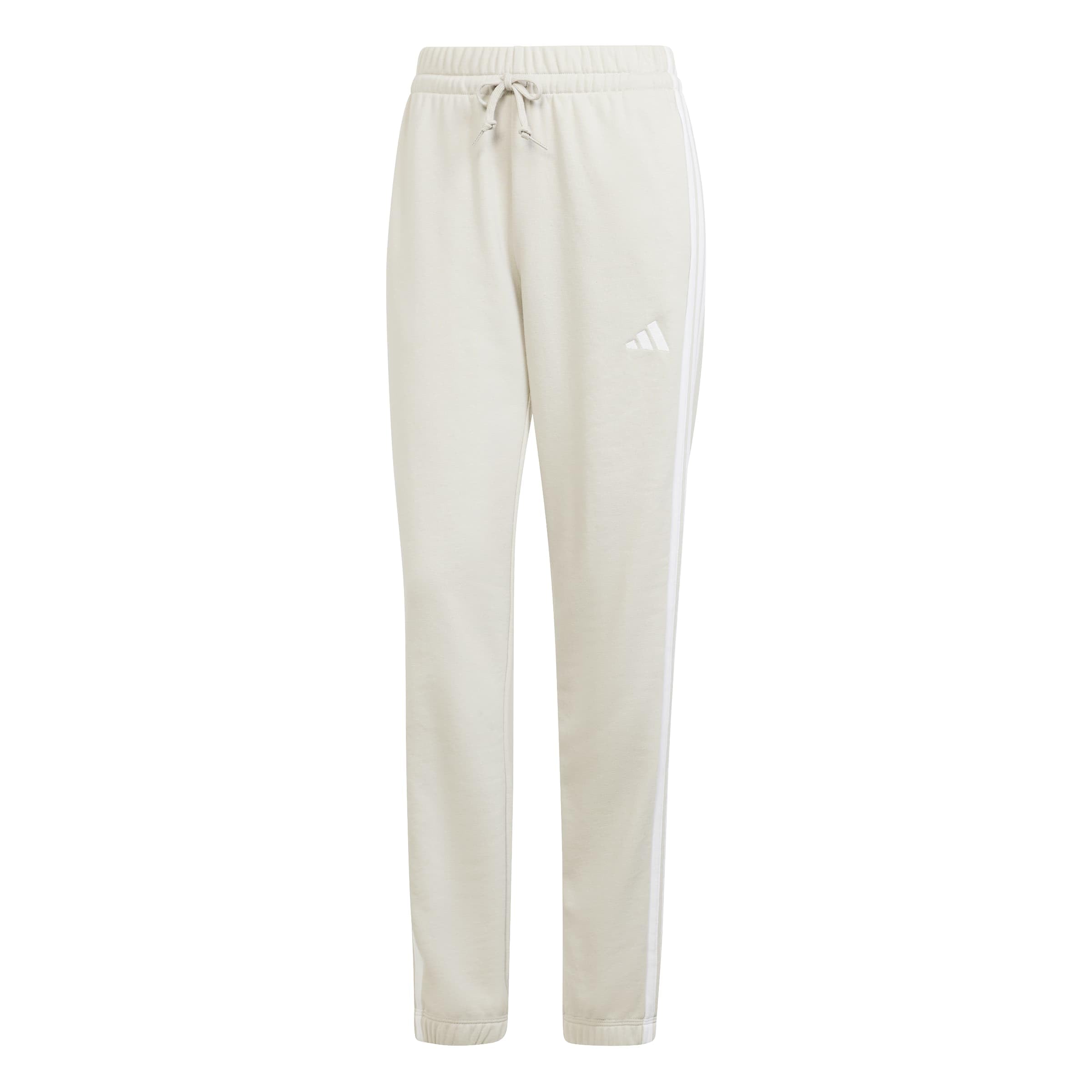 Adidas Women's Beige French Terry Joggers Essentials 3-Stripes