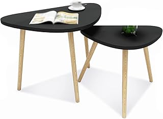 Tavolo Laterale Combinato, Tavoli Da Caffè In Legno Irregolare Tavolo Da Incastoni Tavolo Appartamento Tavolo Da Centro Facile Da Installare Tavoli Piccoli - Nero - 40cm / 4(Size:45CM+60CM,Color:Nero)