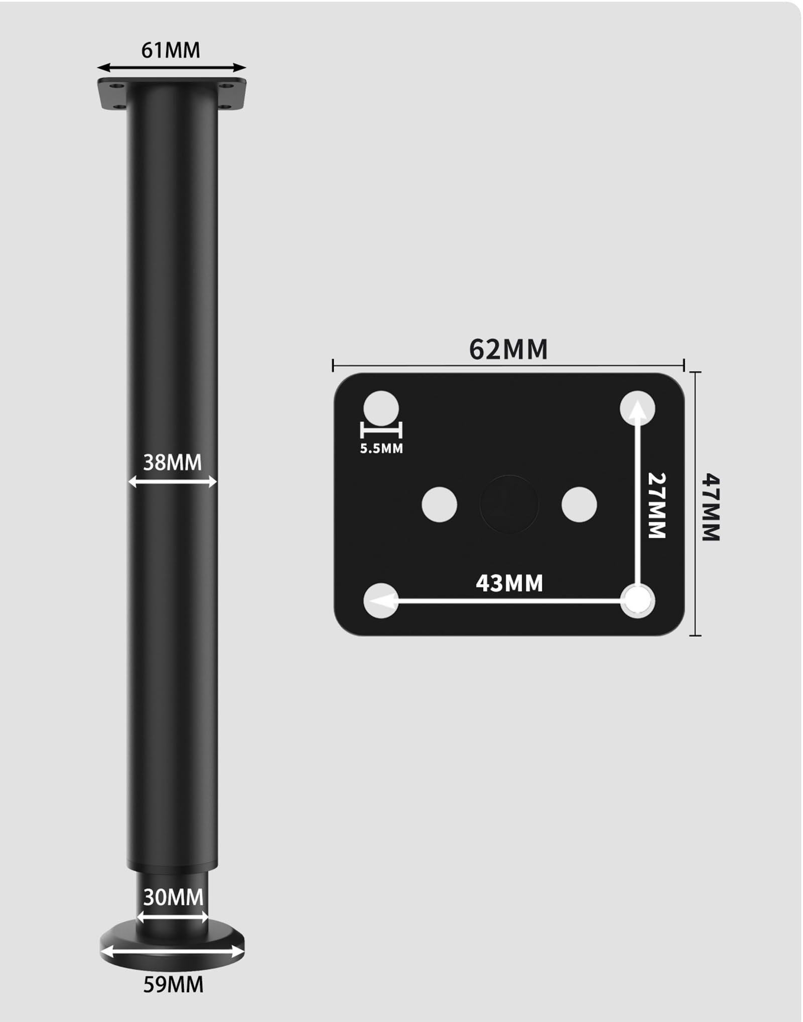 Noga meblowa regulowana teleskopowa metalowa wytrzymała podpórka nóżki z płytą montażową do szafki sofy stojak pod telewizor stolik kawowy Diy części zamienne do mebli domowych 4 sztuki