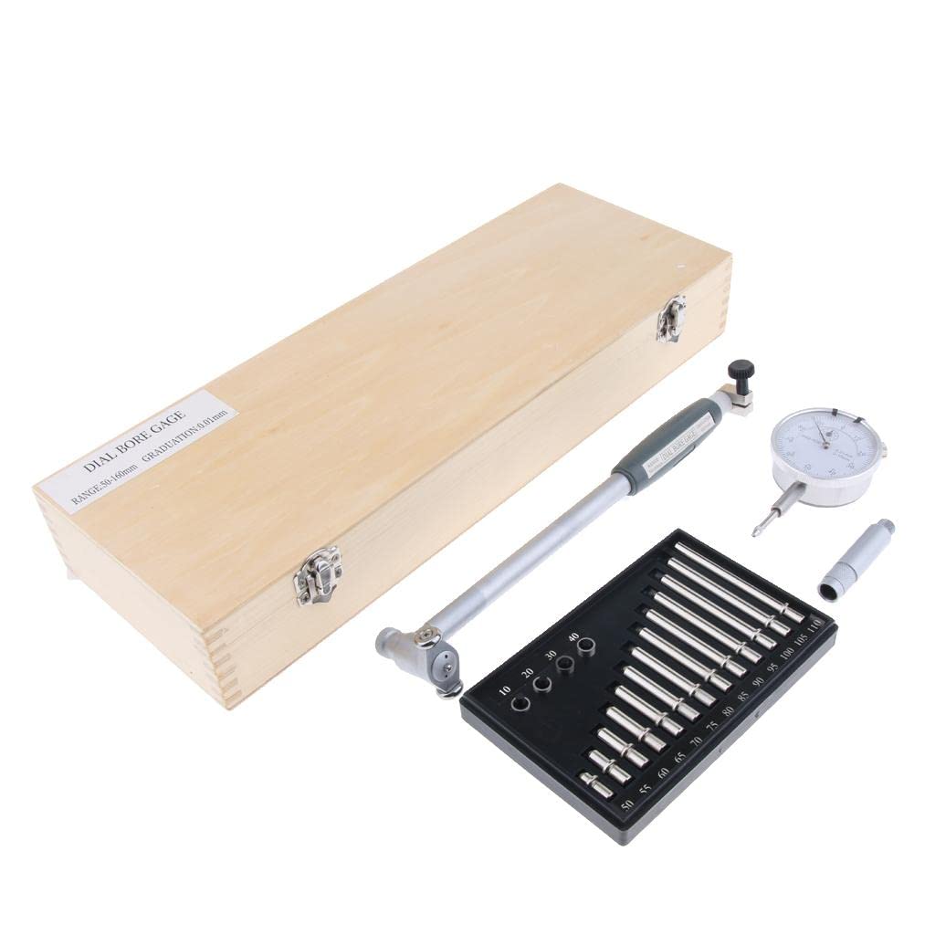 Precision Dial Bore Gage Set, 50-160mm Measuring Range, 0.01mm Graduation, Stainless Steel, Interchangeable Anvils, Storage Case, DIY Engine Cylinder Measurement Tool