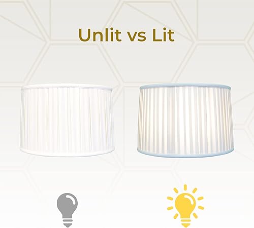 Miniatura 3 de Royal Designs - Pantalla de lámpara básica plisada de tambor poco profundo, color blanco, 17 x 18 x 11.5 pulgadas (BS-748-18WH)