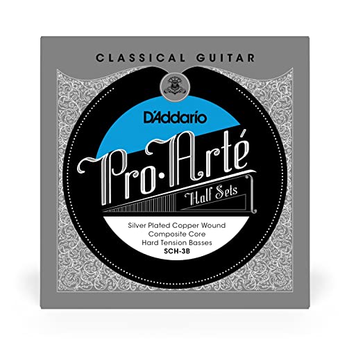 D'Addario SCH-3B Pro-Arte Silver 3 Bassi per Chitarra Classica con Anima in Composite, Tensione Hard