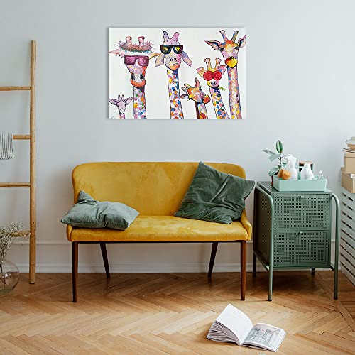 Ago Cute Animal Giraffe Wall Art Canvas Prints Colorful Giraffe Pictures Wall Decor Kids Room Bedroom Nursery Funny Giraffe Paintings For Wall Decorations Framed 16"X24" #TOP7