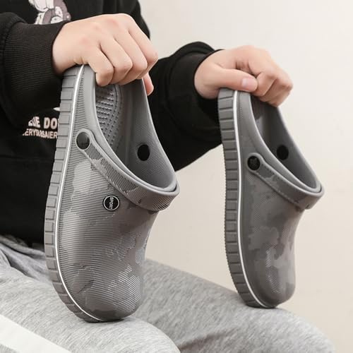 SECHRITE Sabots à Enfiler pour Homme - Antidérapants et imperméables - Bout fermé - pour la Cuisine, Le Bureau, la Plage, la pêche, Gris, 43 EU – vue 3