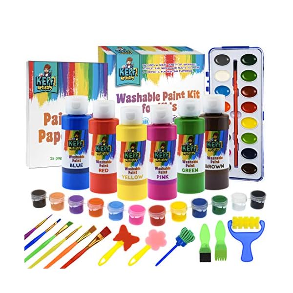 KEFF Kids and Toddler Paint Set Washable Tempera Finger Painting Set