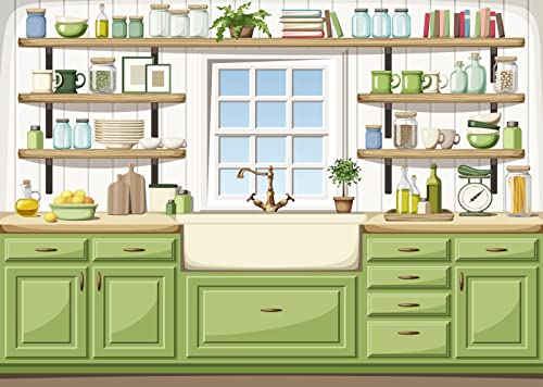 Fond cuisine dessin animé pour séance photo bébé et décoration anniversaire