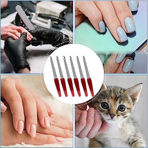 6 Packs Metal Nail Files With Curved Sharp Pointed Tip And Non Slip Handle, Nail Files For Natural Nails Made Of Stainless Steel Sapphire Grit Fingernail Files Manicure Pedicure Toenail Set Brown #TOP5