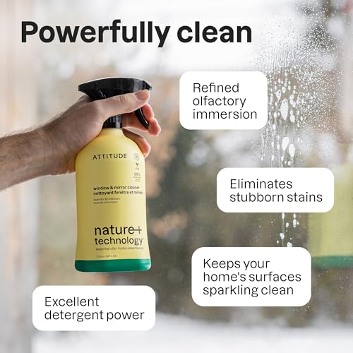 Image of ATTITUDE Glass & Window Cleaner Spray, EWG Verified, Lavender & Rosemary