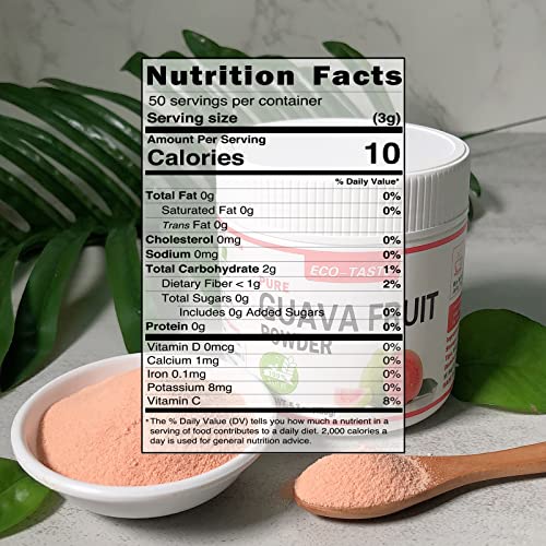 Pure Guava Fruit Powder, 5.3oz, 100% Pure, No Gmo, No Fillers, Vegan Friendly - Thumbnail 2