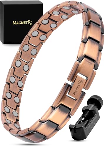 MagnetRX® Pure Copper Bracelet for Men – Effective Ultra Strength Magnetic Copper Bracelets – Adjustable Bracelet Length with Included Sizing Tool (Leo Style)