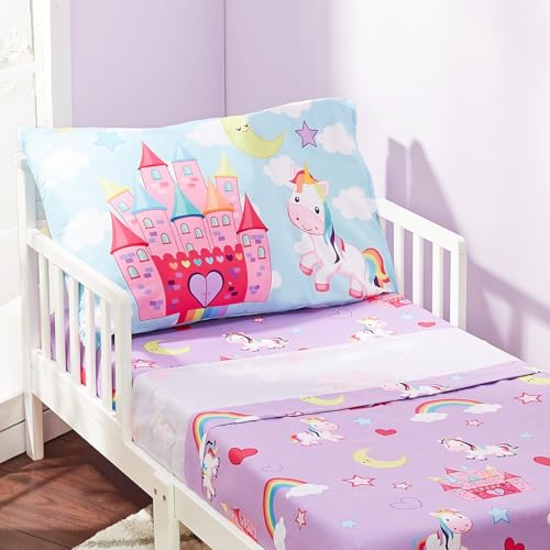 Image of Everyday Kids 2-Pack Standard Size Pillowcases fit Pillows 20 x 26 inch -100% Soft Breathable Microfiber - Perfect for Toddler Little Girl Twin /Full Size Bed - Unicorn