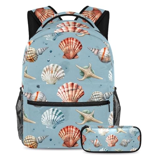 Sac à dos grande capacité motif conque pour ranger tous les cours