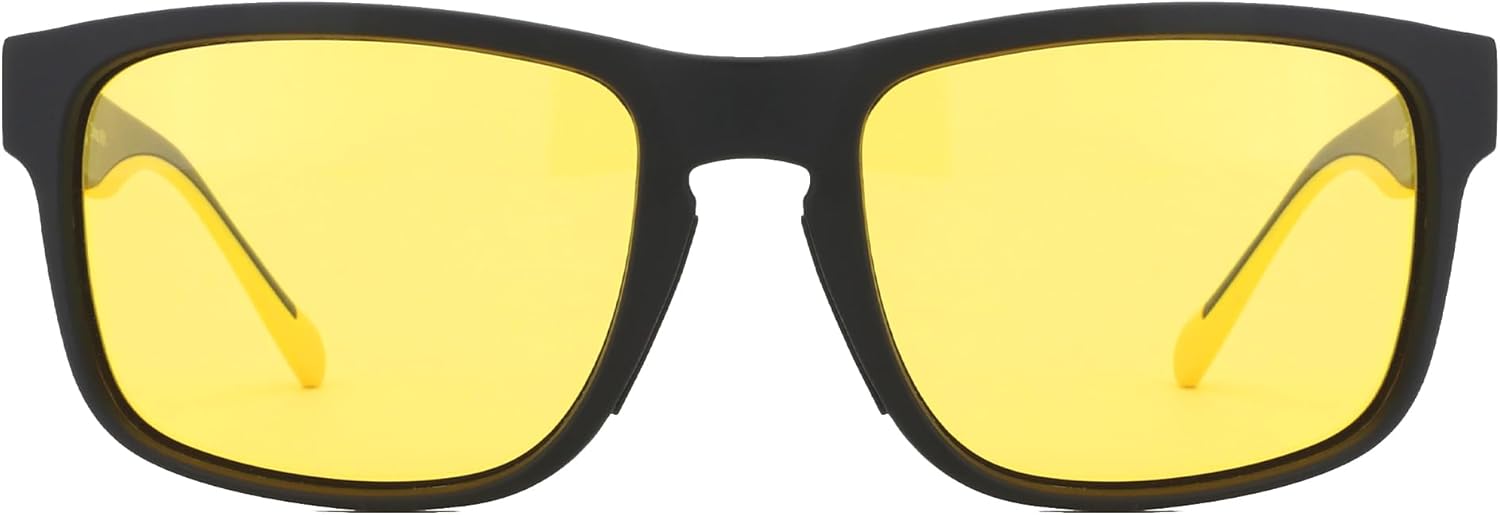 ZENOTTIC Night Vision Glasses for Men: Fashion Trendy Square Yellow Lens with Anti Glare UV400 Protection Ultralight Flexible TR90 Frame Lightweight Night Driving Glasses Cycling Motorcycle - Image 2