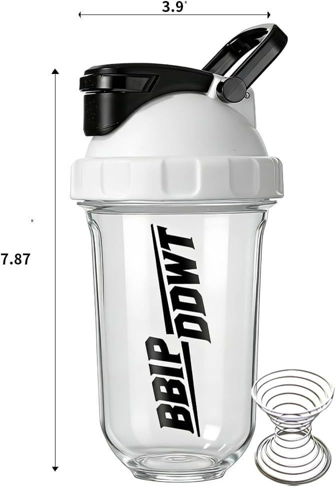 Protein Shaker Bottle, White, 20 oz | wire whisk,No odor,BPA-Free,Leakproof,Dishwasher Safe,for Protein Shakes and Pre Workout