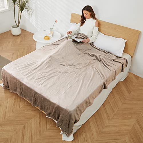 Mcjaw Electric Blanket Heated Full Size 72"X84" Oversized Flannel Heated Blanket, Etl Certification Fast Heating With 4 Heating Levels &10 Hours Auto Off, Machine Washable-Linen Gray #TOP4