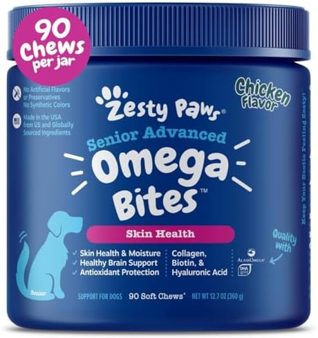 Zesty Paws Skin & Coat Bites for Dogs &ndash; Fish Oil Soft Chews with ...
