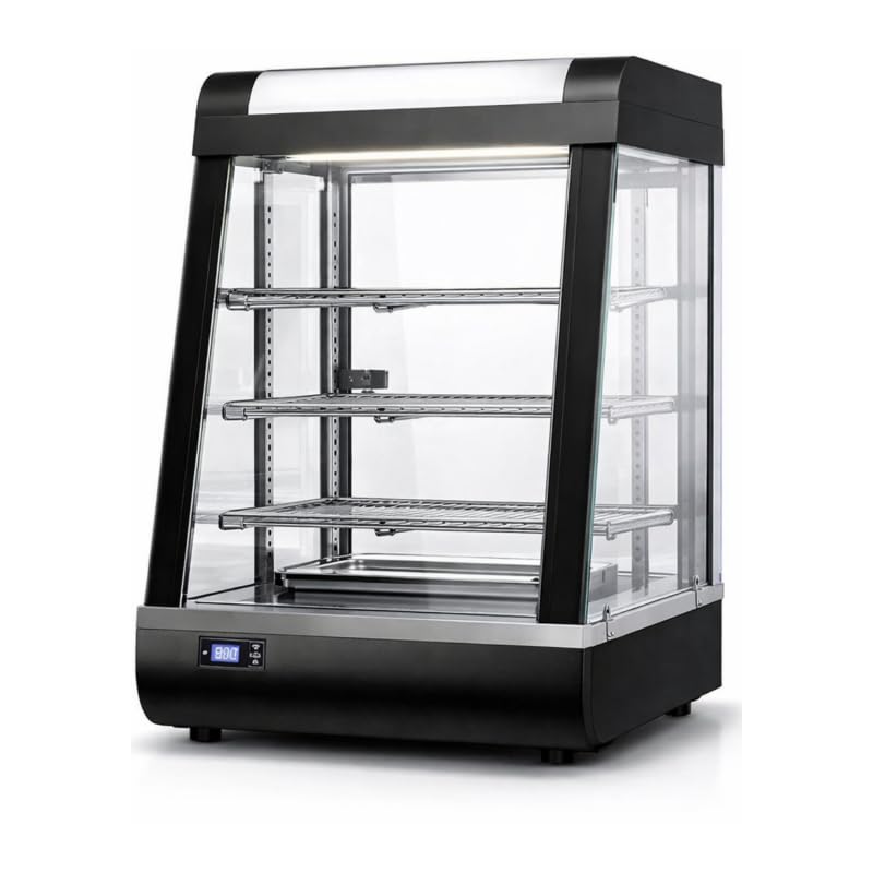Vitrine Chauffante Professionnelle 3 Niveaux – 1000 W – Compacte – Idéale Snacks & Boulangeries