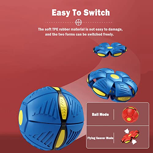 2 Pcs New Version Ufo Pet Flying Saucer Ball, Magic Dog Toy Ball, Pet Toy Flying Saucer Ball With Colorful Lights, Flying Saucer Toy Ball For Adults Dogs Cats (6 Lights, Blue/Red) #TOP1