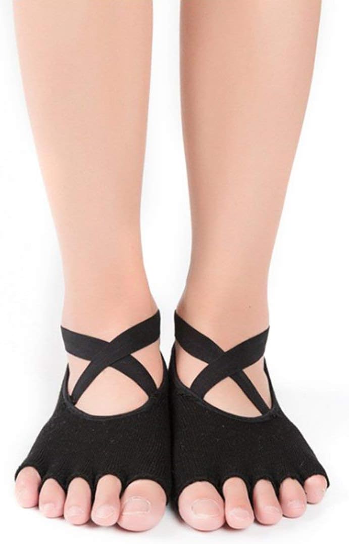 Migvela-AE Women Sports Yoga Dancing Ballet Socks Breathable Anti-Slip Cotton Silicone Open Toe Bandage Socks Bellydance Costume