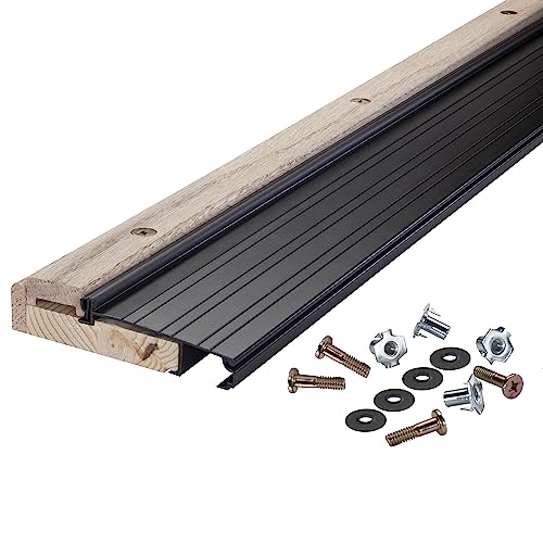 Image of M-D Building Products 77792 4-9 /16 in. x 1-1 /8 in. x 36 in. Bronze Adjustable Aluminum & Hardwood Threshold Kit - Versatile Solution for French and Exterior Doors