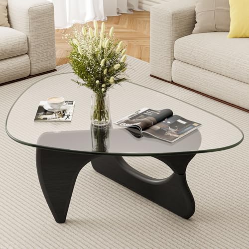 ARVORA Modern Glass Coffee Table, Mid Century Triangle Coffee Table
