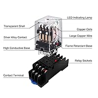 Vista 7 de ATO DC 24V Bobina 8-Pin Relé de potencia electromagnética DPDT 2NO 2NC HH52P MY2NJ con base de enchufe de terminal enchufable