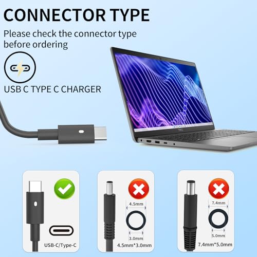 Image of 90W USB C Laptop Charger fit for Dell XPS 13, Precision 3540, Latitude 3400 3500 5289 5300 2in1,7400 2in1,7300, 7390 2in1,7200 2in1,5400,0TDK33 Fast Charger Type C AC Adapter Power Cord