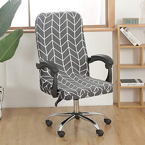 papasgixHousse de Chaise de Bureau Extensible Housse de Chaise Rotatif Imprimé Housse de Protection Universelle Amovible Moderne Housse de Fauteuil Accoudoirs pour Maison Hôtel Mariage(Gris modèle,M) Cover