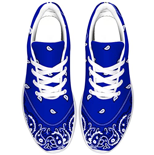 Paisley Mens Womens Tennis Walking Shoes Bandana Paisley Blue Running Shoes Gifts for Friends,US Size 12 Men4