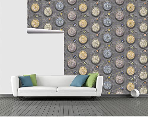 Image of CABANA HOMES Wall Stickers Botanical DIY Rangoli Wallpaper for Living Room (45 x 125 cm, 2 Rolls) (12 sq. ft) Decorative Self Adhesive Decals Home Decor Bedroom Drawing Room, Grey