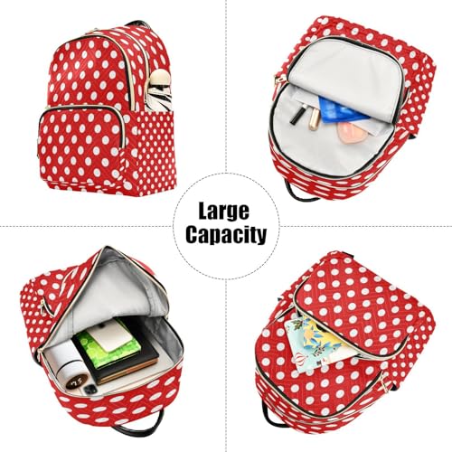 Image of ALAZA White Polka Dot Red Women Backpack Purse Ladies Fashion Shoulder Bag Daypack Travel Bag 10L