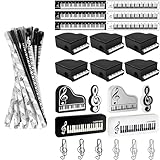 30 Pcs Music Themed Stationery Set- Includes Musical Note Pencils, Erasers, Piano Rulers, Paper Clips and Sharpeners,Gifts andParty Favors