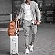 DONYKARRY Herren 2-Teilige Sporthemd mit Baseballkragen Sweatsuit Sets Dünner Male Trainingsanzug-Sets Mit Durchgehendem Reißverschluss, Trendige Jacke Anzug Sommer Outfits(Grau,XL)