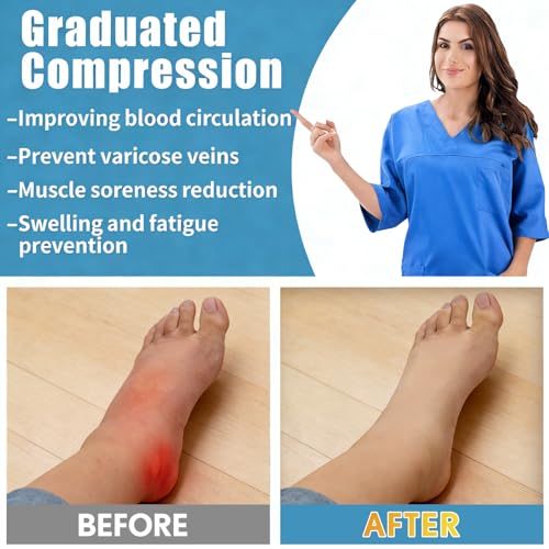Image of 3 Pairs Knee High Graduated Compression Socks For Women and Men - Best Medical, Nursing, Travel & Flight Socks - Running & Fitness - 15-20mmHg