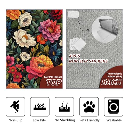 Tapete Floral Multicolor 7x9 Lavable y Antideslizante miniatura 2