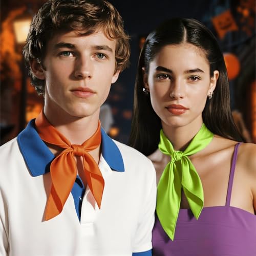 Lilike Silk Feeling Square Neck Scarf 28" x 28" Ascot for Women Men Retro Cosplay Halloween Accessory4