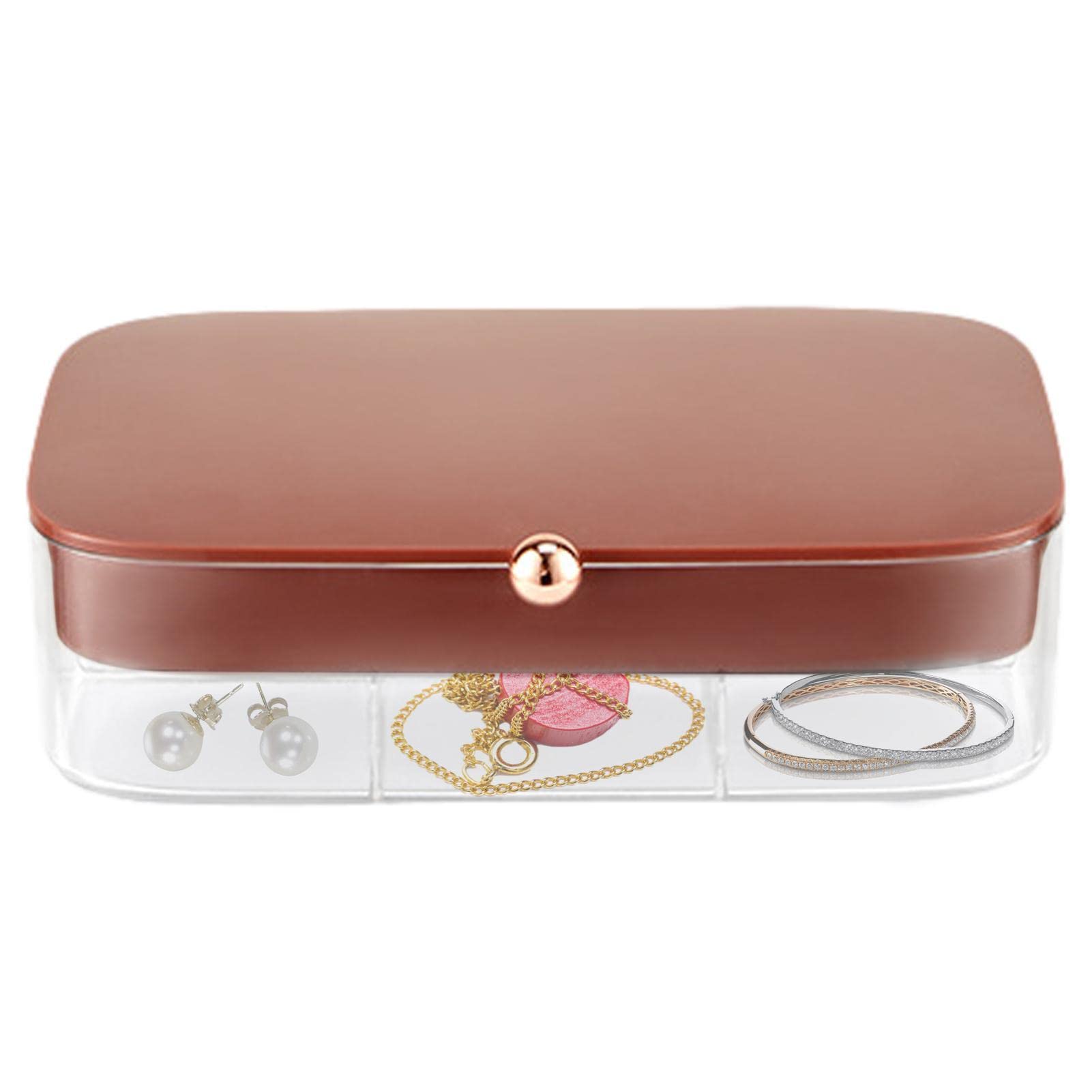 Organiseur de bijoux à 30 compartiments – Présentoir à 30 compartiments avec couvercle | Boîte de rangement empilable pour boucles d'oreilles, colliers