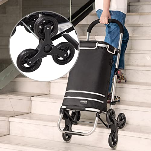 MONZANA® 3in1 Einkaufstrolley 56L bis 50 kg klappbar abnehmbare Tasche 6 Rollen Tragegurt Treppensteiger Einkaufswagen Einkaufshilfe Trolley Schwarz Meliert – Bild 3