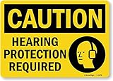 SmartSign 'Caution - Hearing Protection Required' Sign | 10' x 14' Plastic