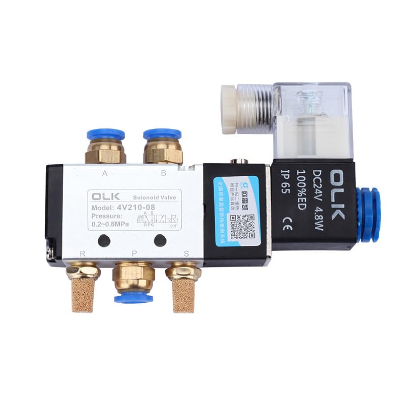 Válvula solenoide de 5 vías, Control de 2 Posiciones, válvula magnética de Gas y Aire, Accesorio for Manguera de 4mm-12mm(Only 4V210-08,AC220V)