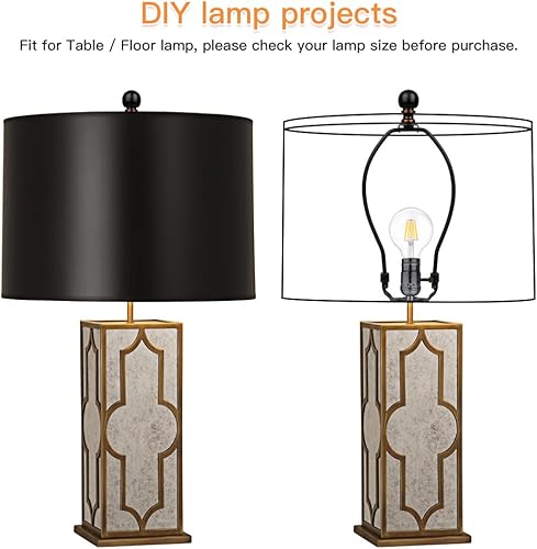 Miniatura 8 de Helunsi Arpa de lámpara de 10 pulgadas, 2 juegos de soporte de arpa de pantalla negra con remate, adaptador de pantalla de repuesto desmontable para