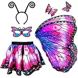 yamisan Butterfly Costumes for Girls, Kids Butterfly Wings with Tutu Dress Up for Halloween Costume Party Set
