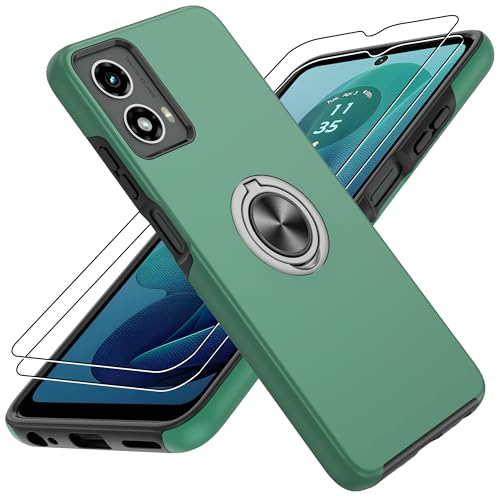 Coque Moto G 5G 2024 béquille anneau aimanté protection écran verte