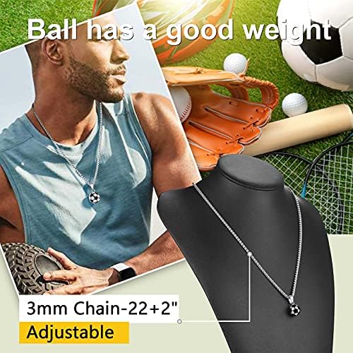ChainsPro Men Boy Soccer Necklace Gifts-Engravable Americal Football/Baseball Sport Fans Jewellery-with 22''+2'' inch Chain (with Gift Packing)