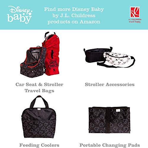 J.L. Childress Disney Baby Side Sling Stroller Cargo Net - Stroller Organizer Attachment for Storage, Mesh Bag for Baby Accessories, Universal Fit - Mickey, Black - 4