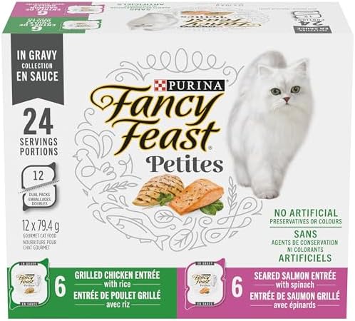 Fancy Feast Petites Wet Cat Food, in Gravy Collection Variety Pack 3 Flavours - 79.4 g Tray (24 Pack) - 1