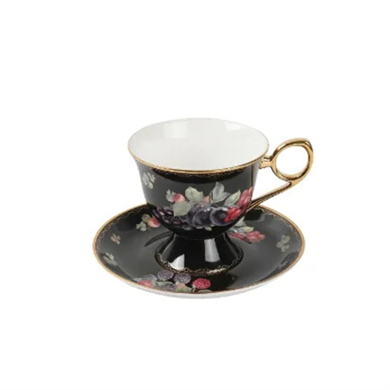 Zestaw filiżanek do herbaty i spodków, styl retro z wysokimi nogami porcelana kostna pozłacana filiżanka do kawy lekki luksusowy zestaw filiżanek do kawy lekka filiżanka do herbaty (2)
